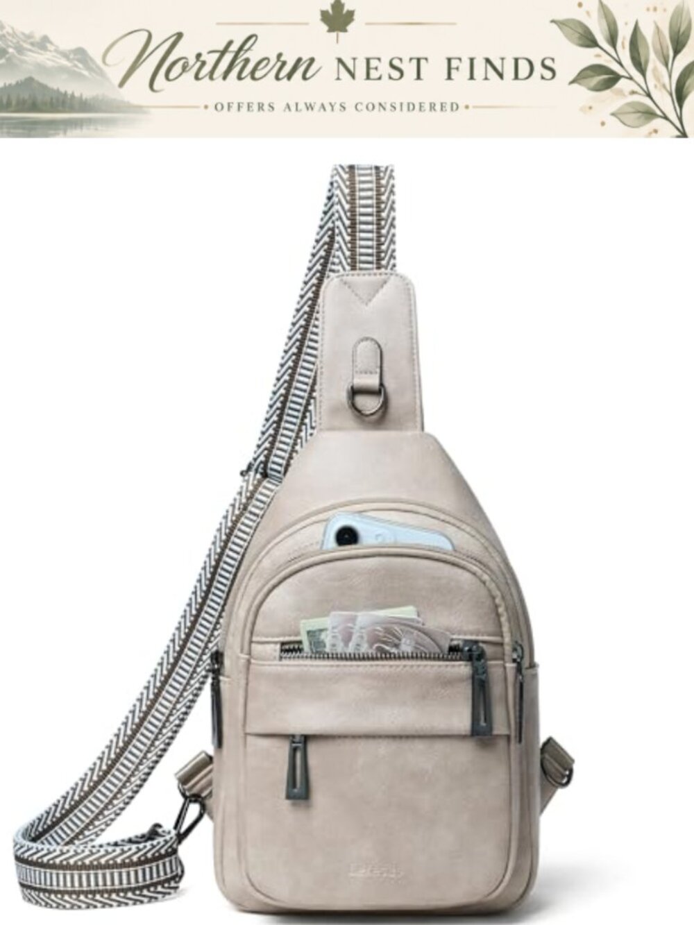 Vegan Leather Sling Bag Crossbody Fanny Pack Anti Theft Travel Purse